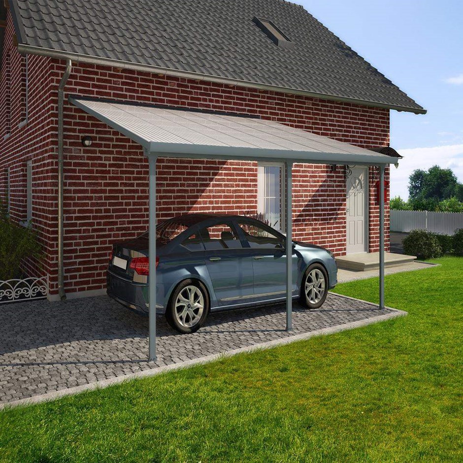 Palram - Canopia Feria Patio Cover 4 x 4.2 Grey - Clear 13' x 14'