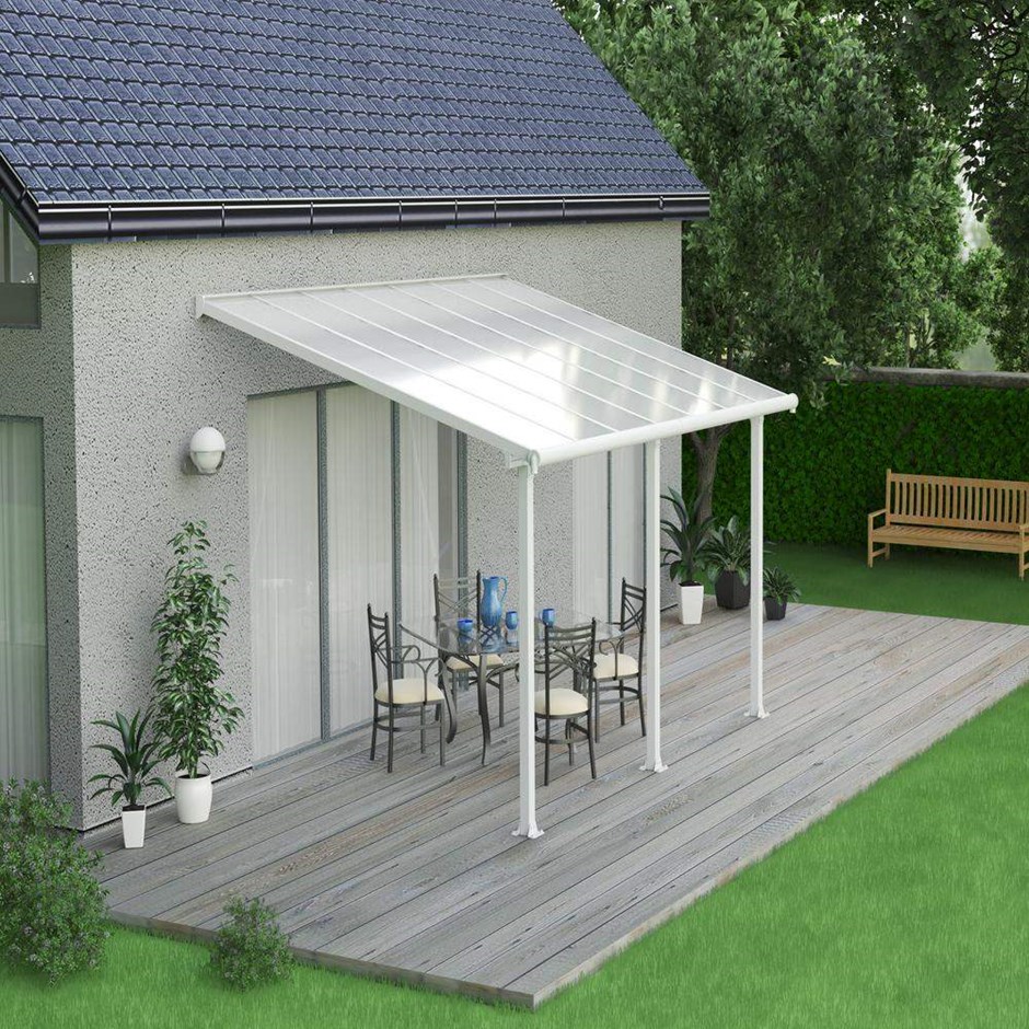 Palram - Canopia Olympia Patio Cover 3 x 4.25 White - Clear 10' x 14'