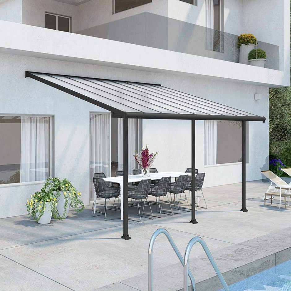 Palram - Canopia Olympia Patio Cover 3 x 5.46 Grey - Clear 10' x 18'