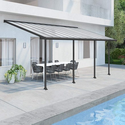 Palram - Canopia Olympia Patio Cover 3 x 7.30 Grey - Clear 10' x 24'