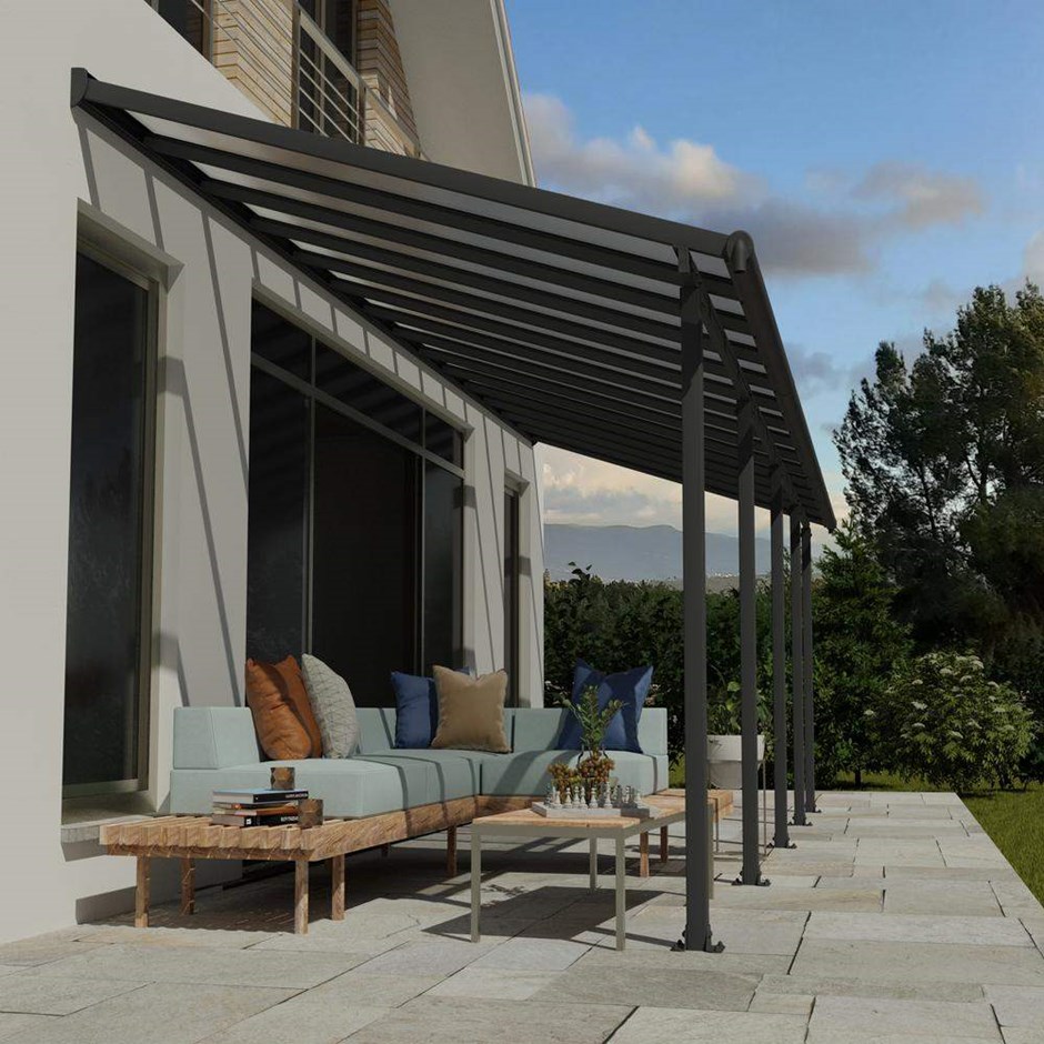 Palram - Canopia Olympia Patio Cover 3 x 8.51 Grey - Clear 10' x 28'