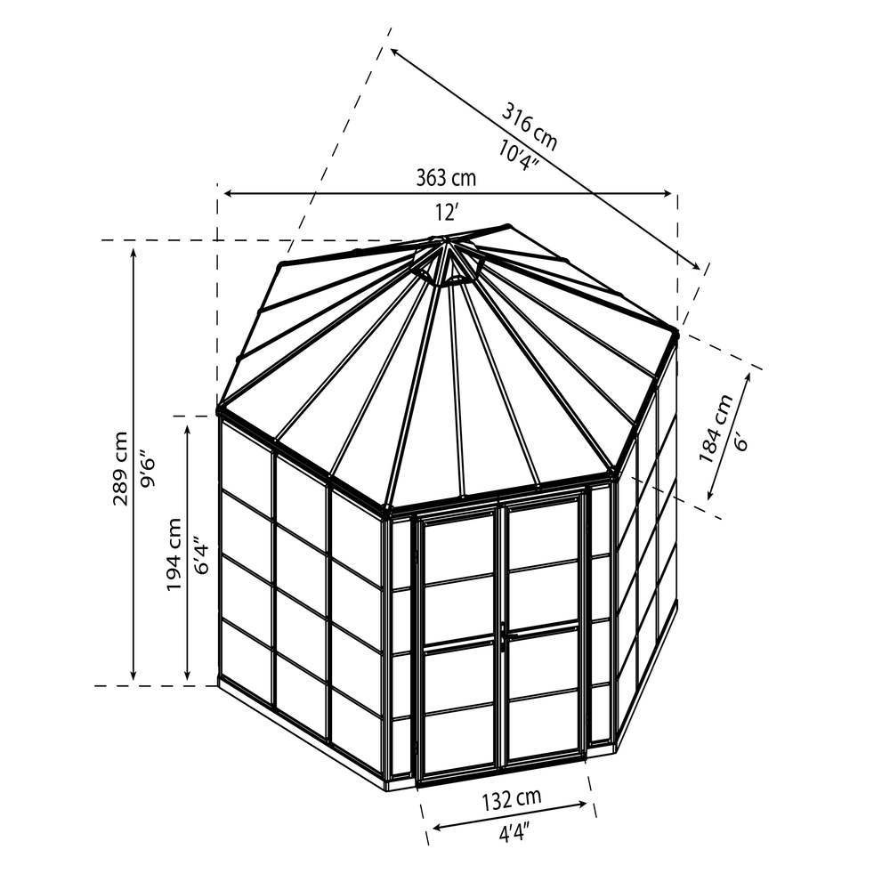 Palram - Canopia Oasis Hexagonal 12ft - Grey 10' x 12'