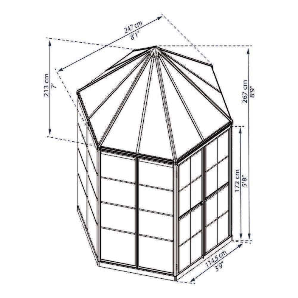 Palram - Canopia Oasis Hexagonal 8ft - Grey 7' x 8'