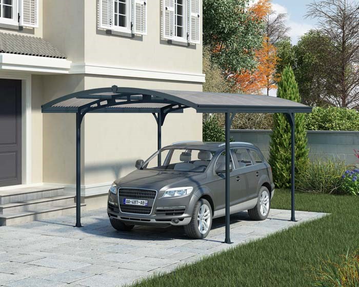 Palram - Canopia Carport Atlas 5000 Grey Frame - Solar Grey 9' x 16'