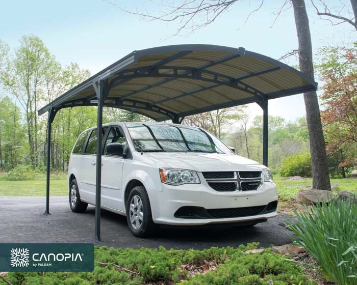 Palram - Canopia Carport Atlas 5000 Grey Frame - Solar Grey 9' x 16'