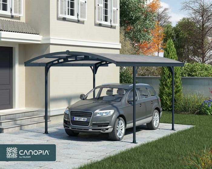 Palram - Canopia Carport Atlas 5000 Grey Frame - Solar Grey 9' x 16'