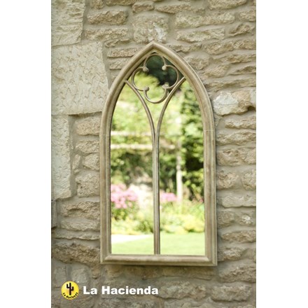 3ft 5in x 1ft 10in Stone Effect Church Window Wall Glass Mirror - La Hacienda