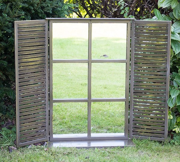 2ft 7in x 1ft 10in Country Shuttered Window Glass Garden Mirror - by Reflect™