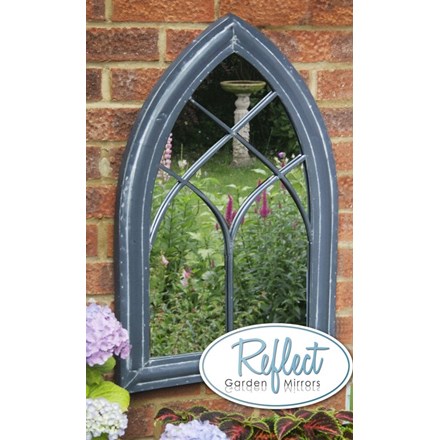 2ft 6in x 1ft 7in Gothic Wooden Effect Glass Garden Mirror - by Reflect™