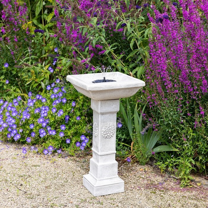 Budding Dahlia Solar Bird Bath Water Feature With LED Lights