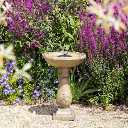 84cm Butterfly Brook Solar Bird Bath Water Feature with Lights by Solaray™