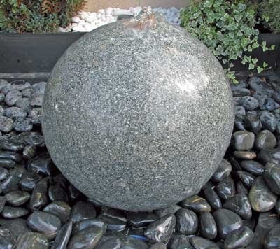 Polished Drilled Granite Sphere Water Features - Grey Granite dia 40cm