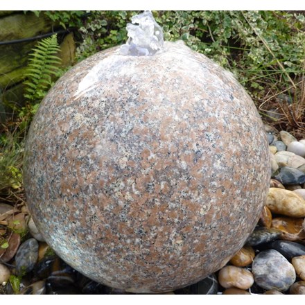 40cm Polished Pink Granite Sphere Water Feature