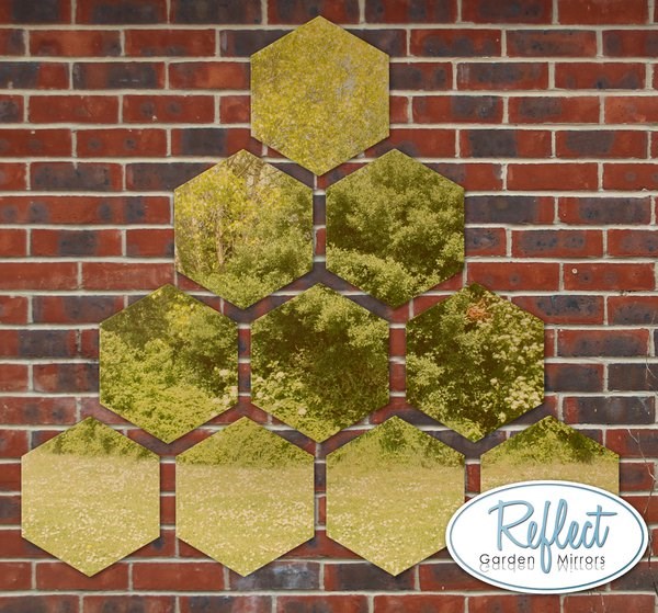 11¾in Set of 10 Small Hexagonal Gold Mirrors - by Reflect™