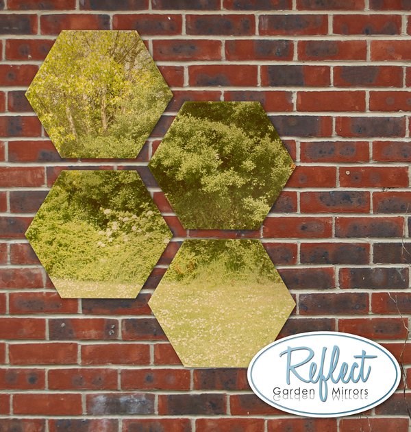 11¾in Set of 4 Small Hexagonal Gold Mirrors - by Reflect™