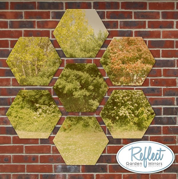 11¾in Set of 7 Small Hexagonal Gold Mirrors - by Reflect™