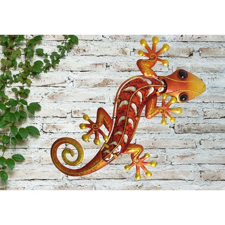 Medium Orange Glass Gecko Garden Wall Art by Creekwood™