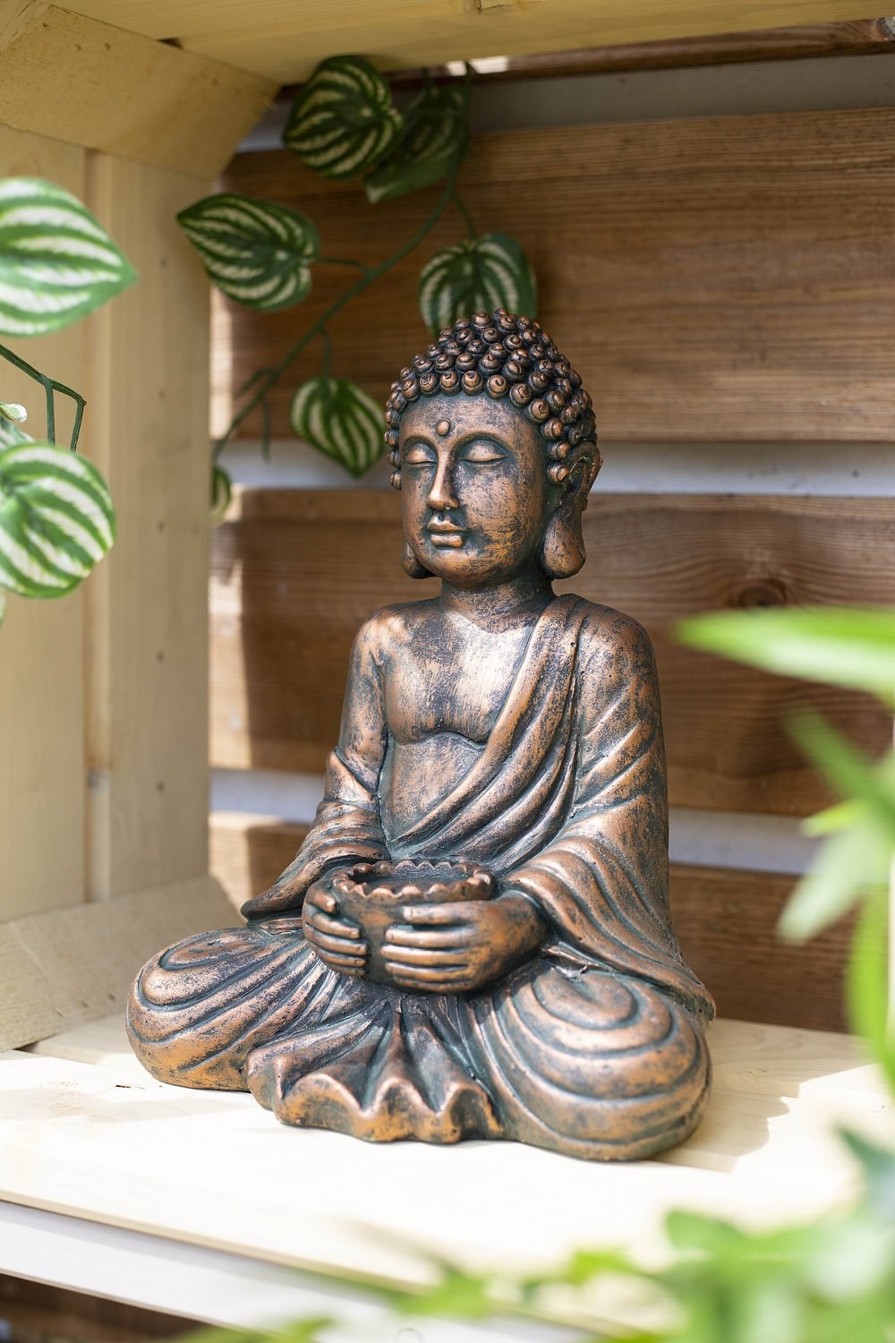 30cm Resin Medium Seated Buddha Garden Ornament by La Hacienda