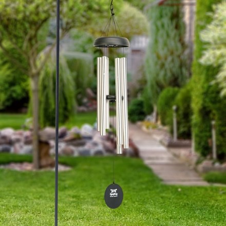 101cm Solar Light Wind Chime Silver with Black Accents