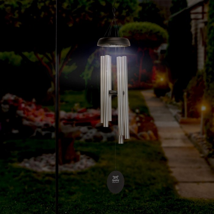 101cm Solar Light Wind Chime Silver with Black Accents