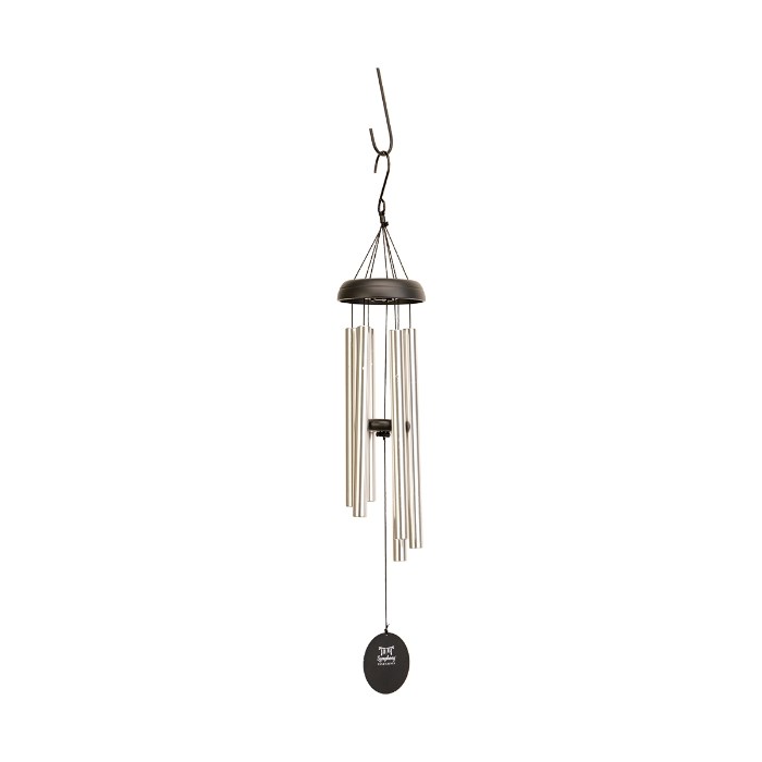 101cm Solar Light Wind Chime Silver with Black Accents