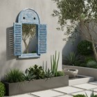 2ft 5in x 1ft 3in Louvre Rustic Wooden Garden Glass Mirror - Blue