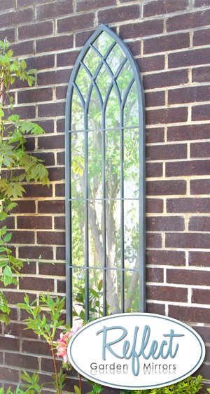 4ft 7in x 1ft 3in Metal Gothic Glass Garden Mirror - by Reflect™