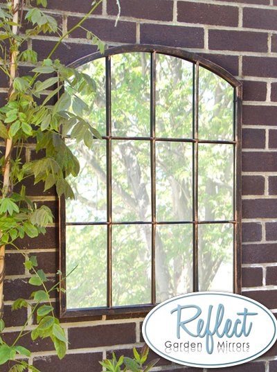 2ft 7in x 2ft Metal Arched Glass Garden Mirror - by Reflect™