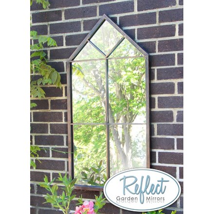 3ft 3in x 1ft 8in Metal Renaissance Peaked Glass Garden Mirror - by Reflect™