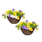 Medium Artificial Pansy Hanging Basket By Primrose™ (25cm) Yellow, Purple & White