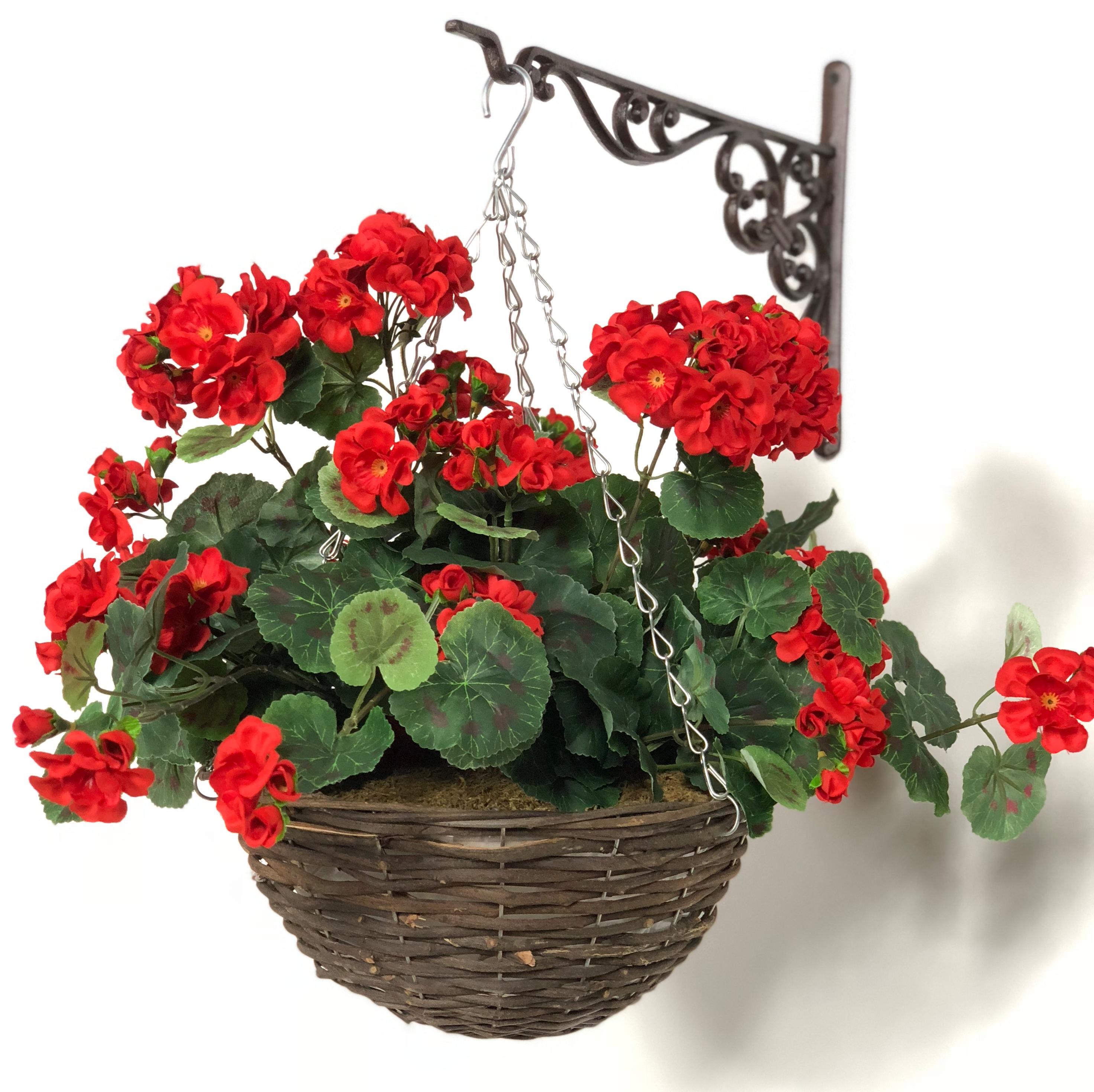Large Artificial Geranium Hanging Basket By Primrose™ (30cm) Red