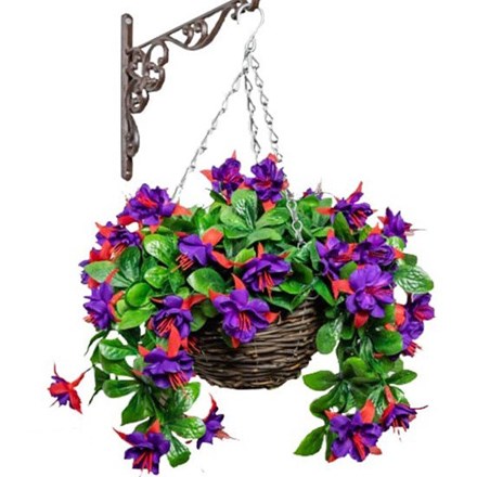 Medium Artificial Fuchsia Hanging Basket By Primrose™ (25cm)