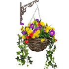 Pair of Medium Artificial Wildflower Hanging Baskets By Primrose™ (25cm)