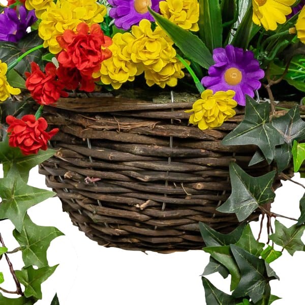 Medium Artificial Wildflower Hanging Basket By Primrose™ (25cm)
