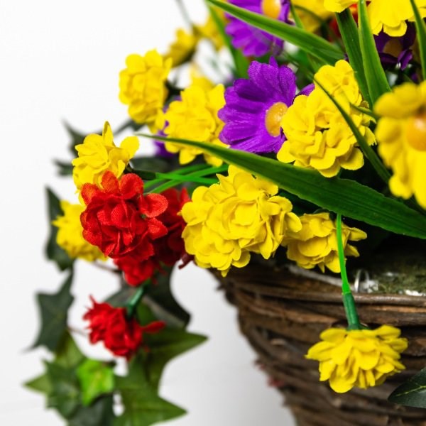Medium Artificial Wildflower Hanging Basket By Primrose™ (25cm)