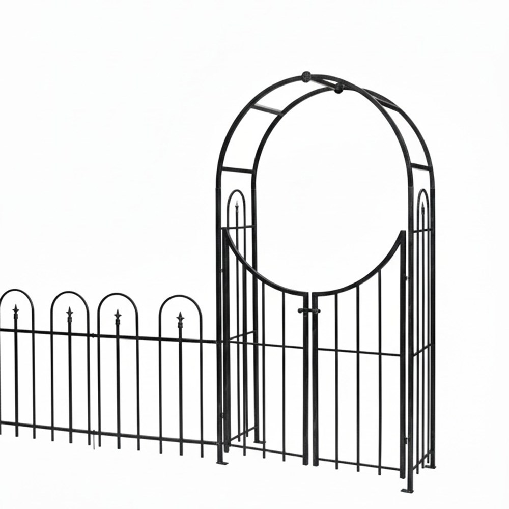 Garden Arch with Gate in Black