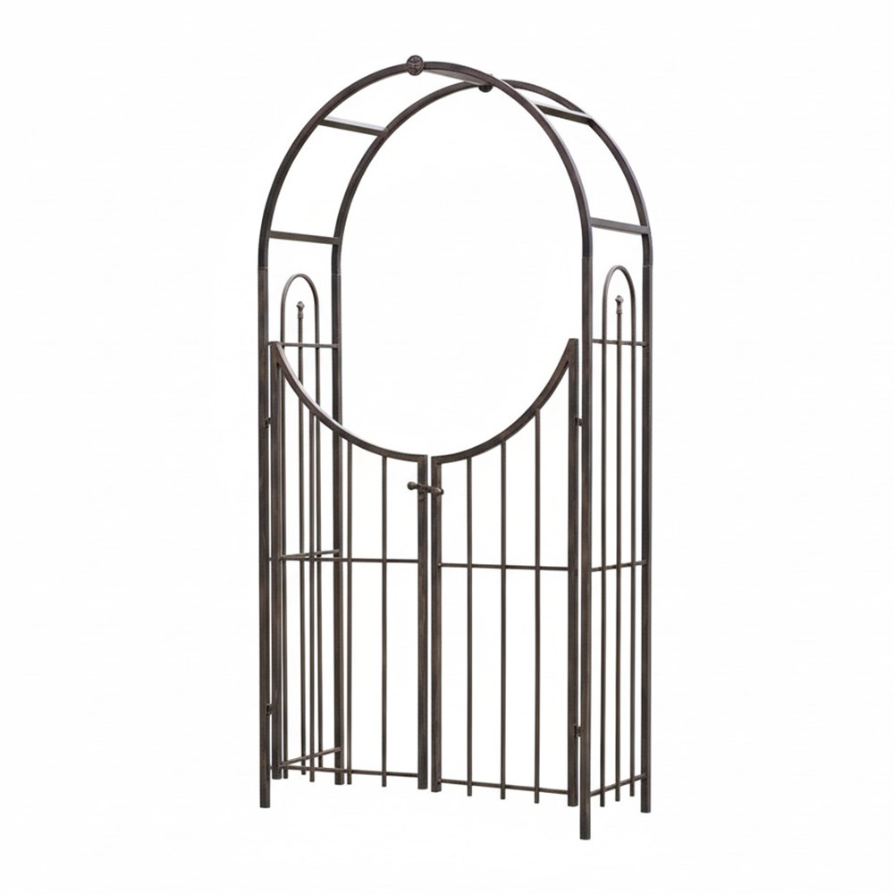 Garden Arch with Gate in Brushed Bronze
