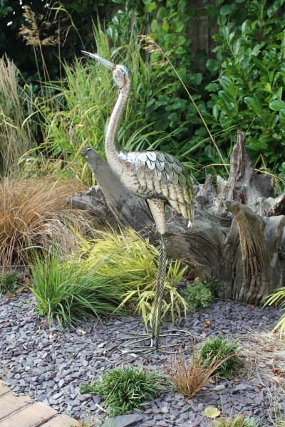 Silver Crane Garden Ornament - 1m