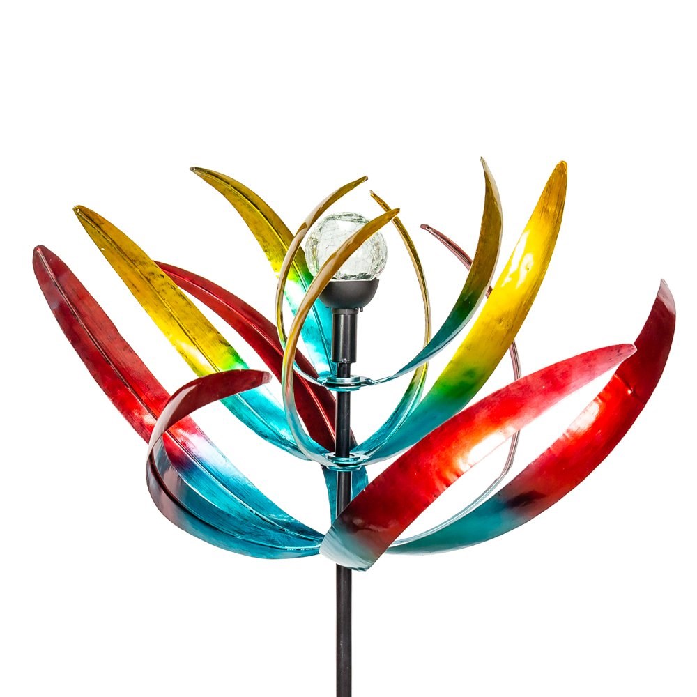 Bird of Paradise Wind Spinner with Solar Crackle Globe W65cm by Primrose™