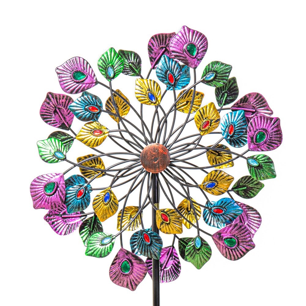 Peacock Feather Wind Spinner Dia 36cm by Primrose™