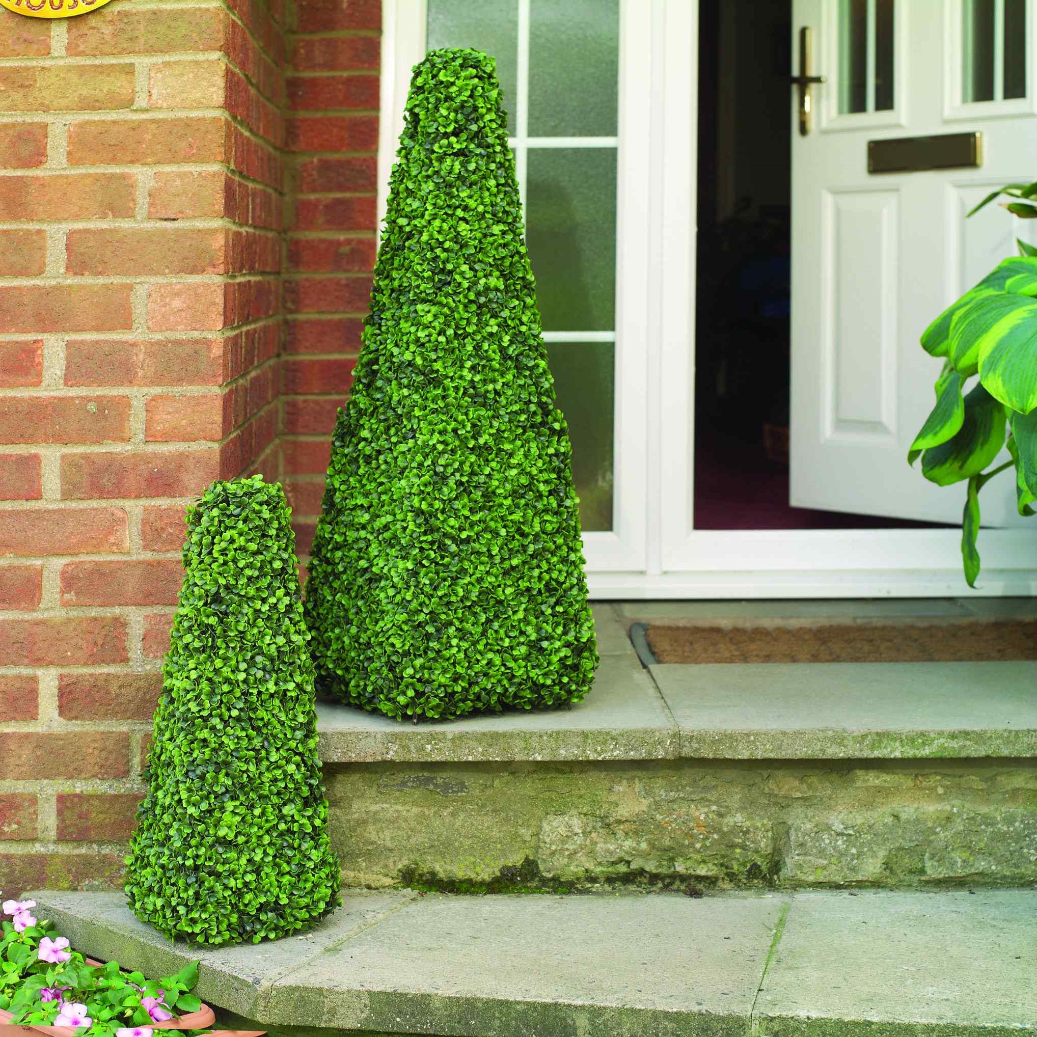 60cm Solar LED Artificial Topiary Tree by Primrose™ - 'The Buxus Obelisk'