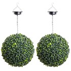 Pair of 28cm Solar Powered LED Artificial Topiary Ball | Primrose™ - 'The Little Buxus Ball'