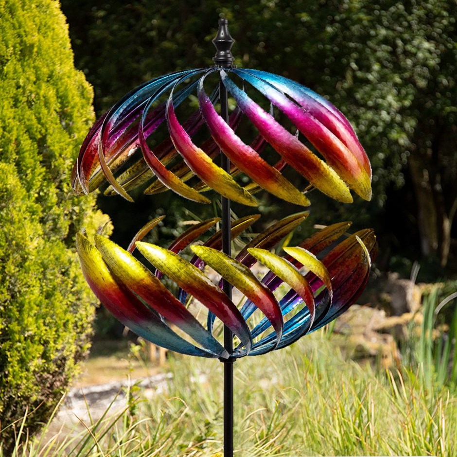 Colourful Globe Metal Wind Spinner Dia 40cm by Primrose™