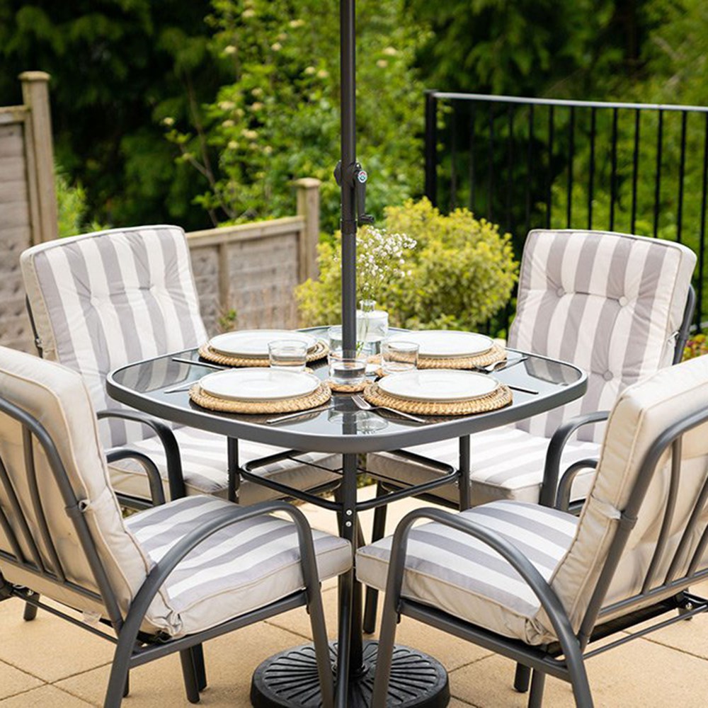 Hadleigh 4 Seater Garden Dining Furniture Set In Grey By Hectare®