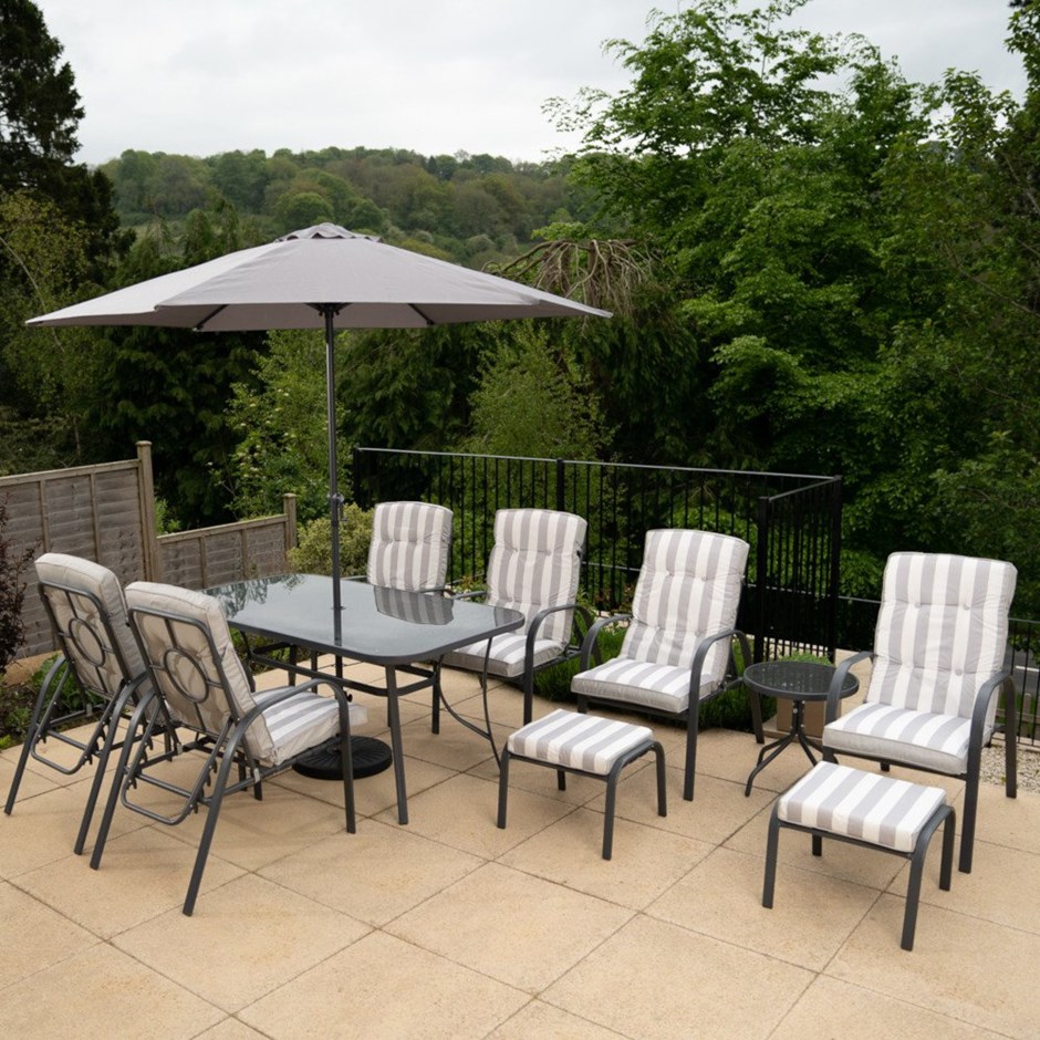 Hadleigh Reclining Garden Dining And Leisure Furniture Set In Grey | Hectare®