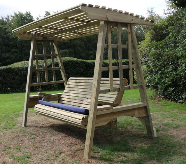 Primrose Deluxe Wooden Swing Seat 3 Seater with Large Canopy 2.3m (7ft 6in)