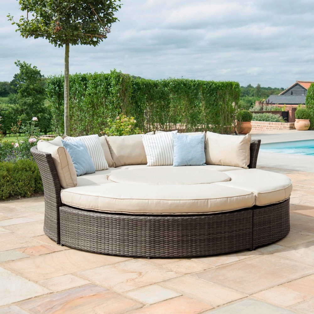 Chelsea Garden Lifestyle Round Rattan Sofa Suite with Glass Table Top in Brown