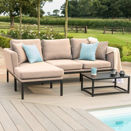 Pulse Garden Rattan Chaise Sofa and Coffee Table Set in Taupe