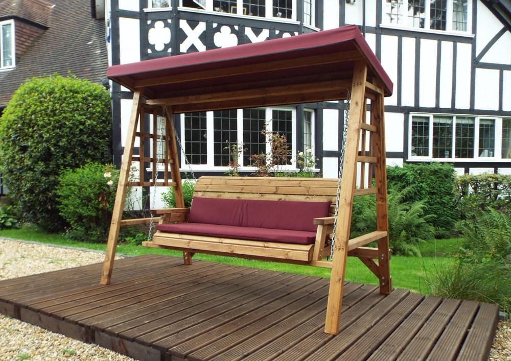 Garden Three Seater Wooden Arbour with Cushions 2.25m (7ft 4in)