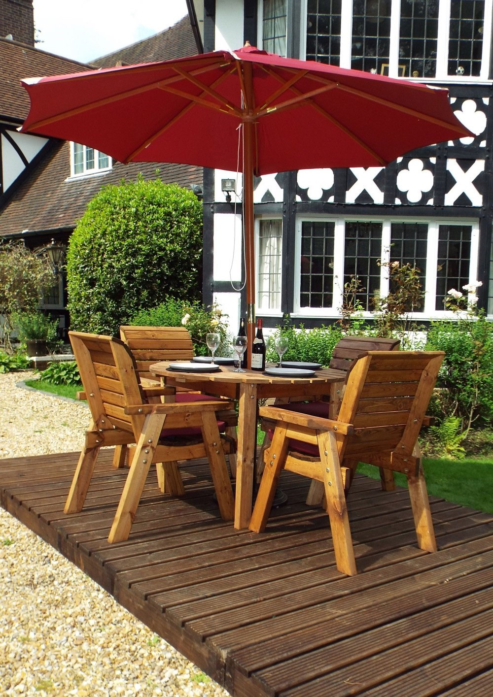 Wooden Four Seater Round Table & Chair Set